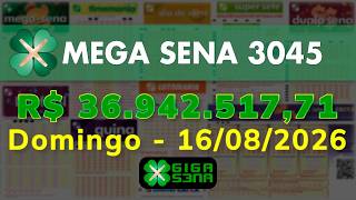 Resultado da Mega Sena 3045, Domingo, 16/08/2026