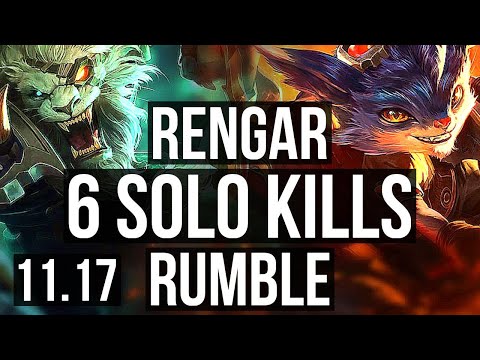 RENGAR vs RUMBLE (TOP) | 2.4M mastery, 1200+ games, 6 solo kills, Godlike | KR Diamond | v11.17