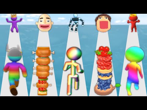 Playing 1000 Short Mobile Satisfying Games - Giant Rush, Sandwich Runner, Tall Man Run, Juice Run...