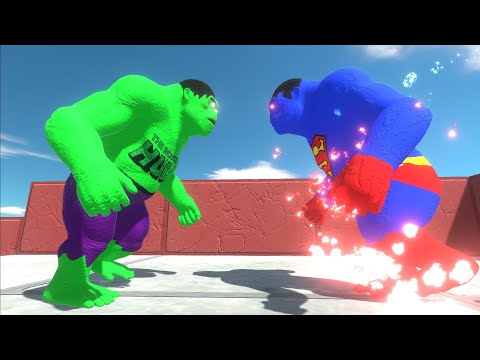 HULK GORO VS SUPERMAN GORO | MOUNTAIN DEATH RUN - ANIMAL REVOLT BATTLE SIMULATOR | dino toys