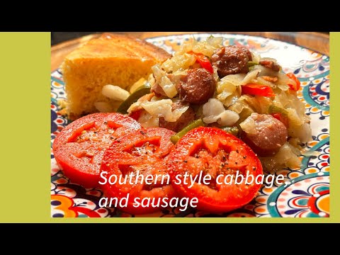 Delicious Southern style cabbage, and sausage