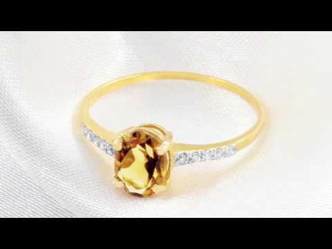 TELEIOS LUXE 18K GOLD 0.8CT OVAL CITRINE 0.07CT DIAMONDS RING - 6.5 US - TL0000088