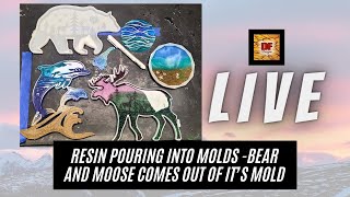 Resin Pouring Into Molds | Bear Layer One & Moose Demolded Plus A Giveaway | Resin Art