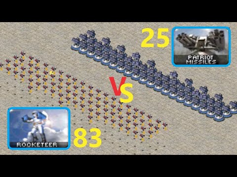 Rocketeers vs Patriot Missile System - Same Cost - Red Alert 2