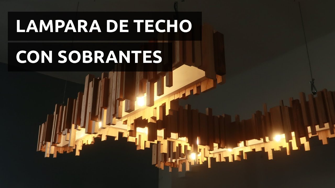 Watch DIY Lampara de techo con sobrantes de madera super fácil Now DIY Lampara de techo con sobrantes de madera super fácil