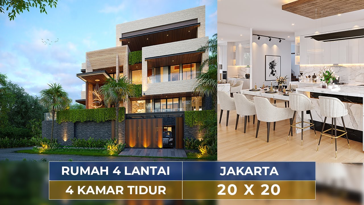 Video 3D Desain Rumah Modern 4 Lantai Bapak JJO 1505 - Jakarta