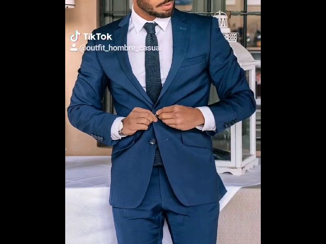 Vídeo relacionado con Generisch Conjunto de traje de boda para hombre, corte ajustado, chaqueta y pantalones largos, traje formal de negocios para novio, padrino, gala, evento de noche, azul, S