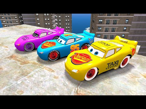 GTA 4 Blue, Yellow And Pink Color Lightning McQueens Crash Testing - Color Cars | Car Game