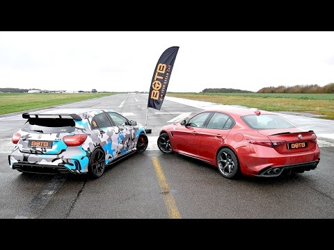 DRAG RACE! Alfa Romeo Giulia Quadrifoglio VS Mercedes A45 AMG!