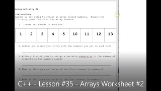 C++ - Lesson #35 - Arrays Worksheet #2