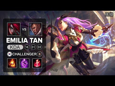 Katarina Main Mid vs Lucian - KR Challenger Patch 11.10