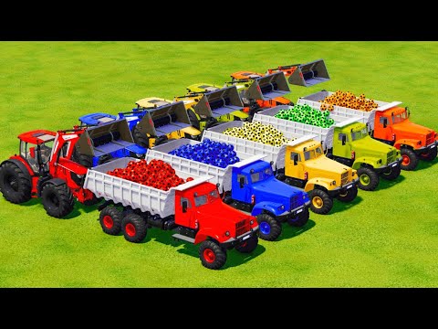 TRANSPORTING MINI SOCCER BALLS WITH JOHN DERRE TRACTORS AND KMAZ TRUCKS - Farming Simulator 2022