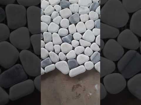 White tumbled pebble stone mosaic tiles, for wall and floor,...
