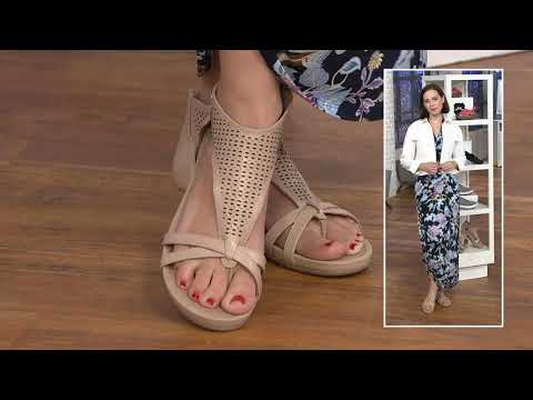 Earth Leather Perforated Wedges - Pisa Olea on QVC