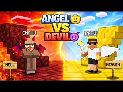 Devil vs Angel Bridge Survival Challenge in Minecraft..