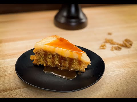 Upside Down Pear Cake with Bourbon Caramel Sauce