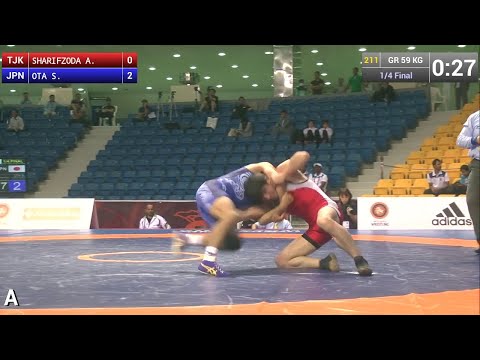 1/4 GR - 59 kg: S. OTA (JPN) df. A. SHARIFZODA (TJK) by TF, 8-0