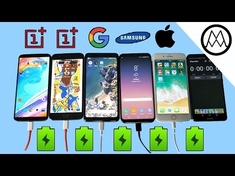 Oneplus 5T vs Pixel 2 XL vs S8 vs iPhone 8 Battery Charging Speed Test!