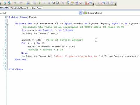 Visual Basic 2008 for Beginners: Tutorial 10.2 - For Loops Part 1 contd.