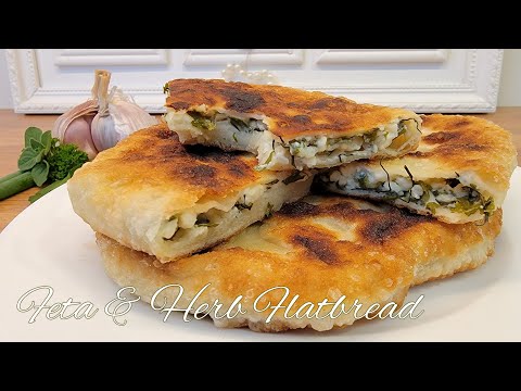 Easy Feta & Herb filled Flatbread Recipe | NO YEAST! So delicious!