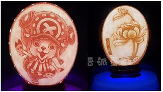 【神業】エッグアート 卵彫刻   卵の殻アート【スゴ技】3連発