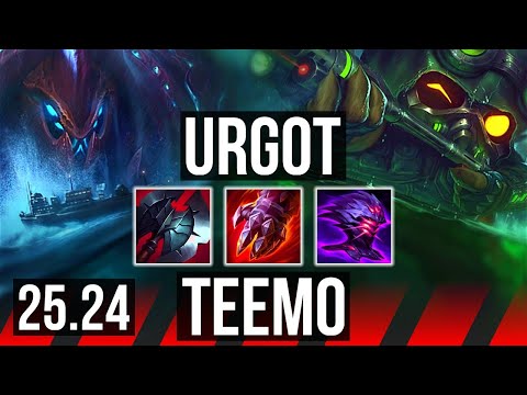 URGOT vs TEEMO (TOP) | 9/2/7 | NA Master | 25.24