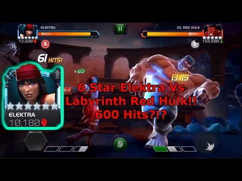 6 Star Awakened Elektra Vs Labyrinth Of Legends Red Hulk! | Marvel Contest Of Champions