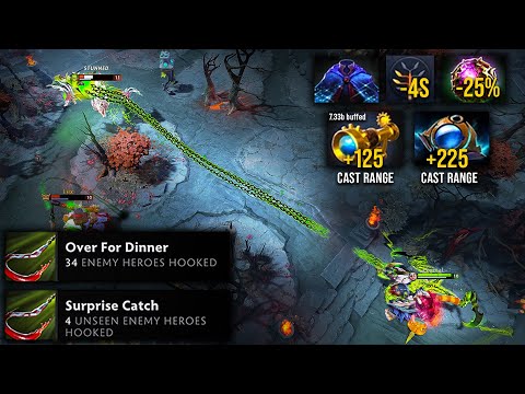 6s Hook Cooldown & 1650 Hook Range!!! 7.33b Pudge Hook Machine | Pudge Official