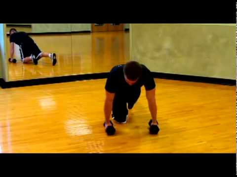 Pushups using dumbbells