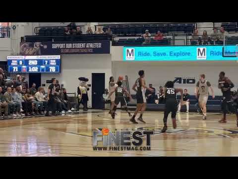 George Washington vs UMass - UMass Keon Thompson and GW’s Hunter Dean Exchange Clutch Baskets