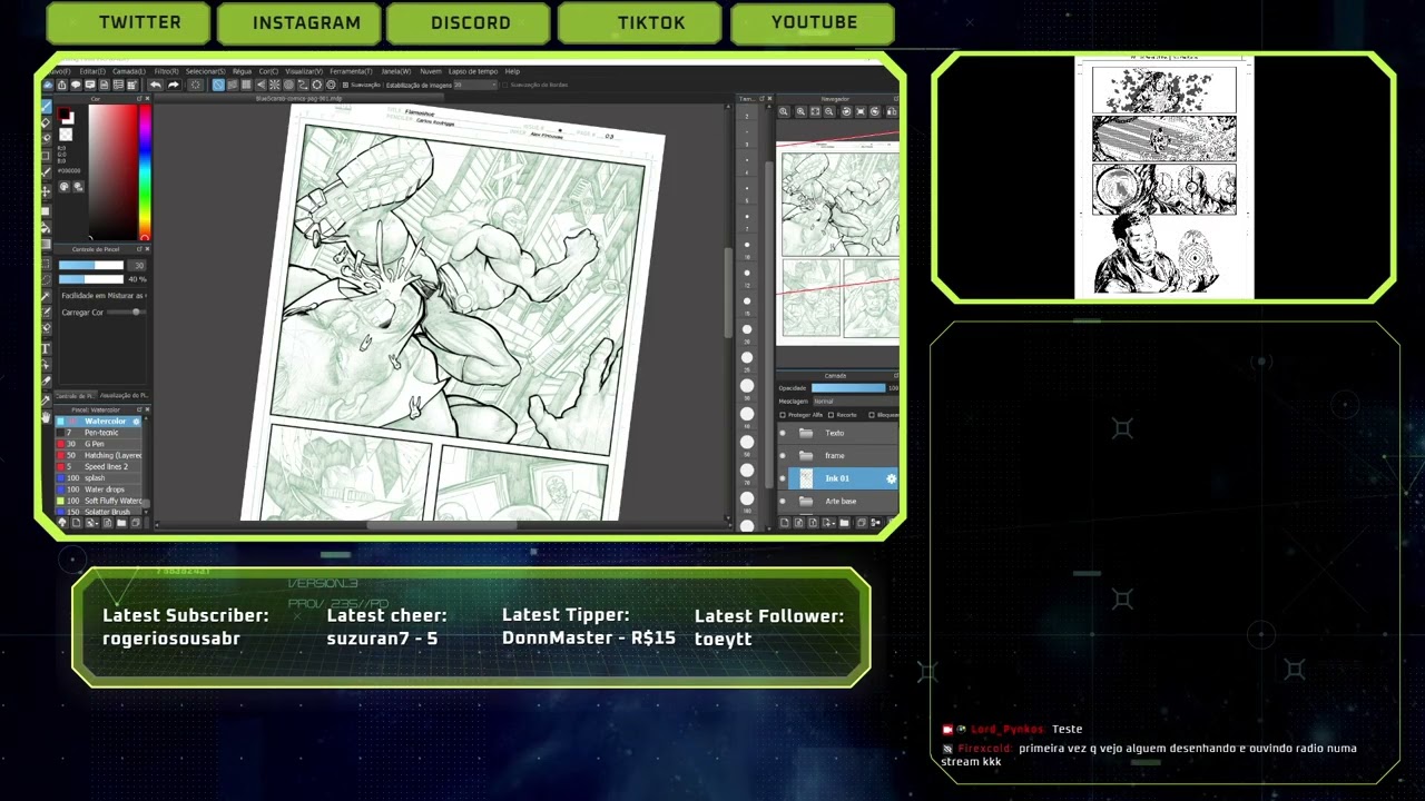 Ink-Comics pages for - Grok Comics | Live # 000 | Teste obs