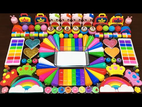 INTERESTING WITH CLAY PIPING BAG & RAINBOW ! Mixing Random Things Into Glossy Slime