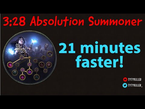 3:28 Absolution Necro Run - A10 Kitava, Merc Lab, All skill points done