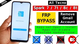 2024 All Tecno Spark 7/7t/8c/8t Frp Bypass Android 11 Without X-Share | Without PC | Google Bypass