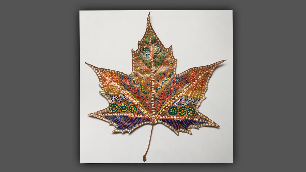 🌈 PEINTURE SUR FEUILLE d'arbre - Diy Bricolage déco d'Automne Noël Pointillisme SABCREATIONS