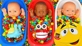 Download lagu Full of 3 Rainbow BathTubs Candy with M&M's & Magic Slime Cutting Video mp3