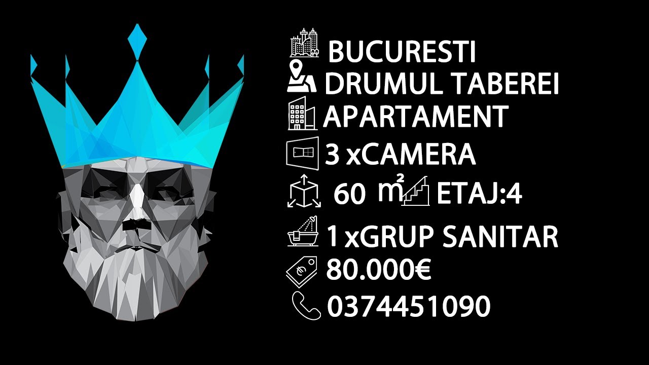 Tur video 3 camere | 4/4 | 60mp | Balcon | 3min Metrou | Drumul Taberei
