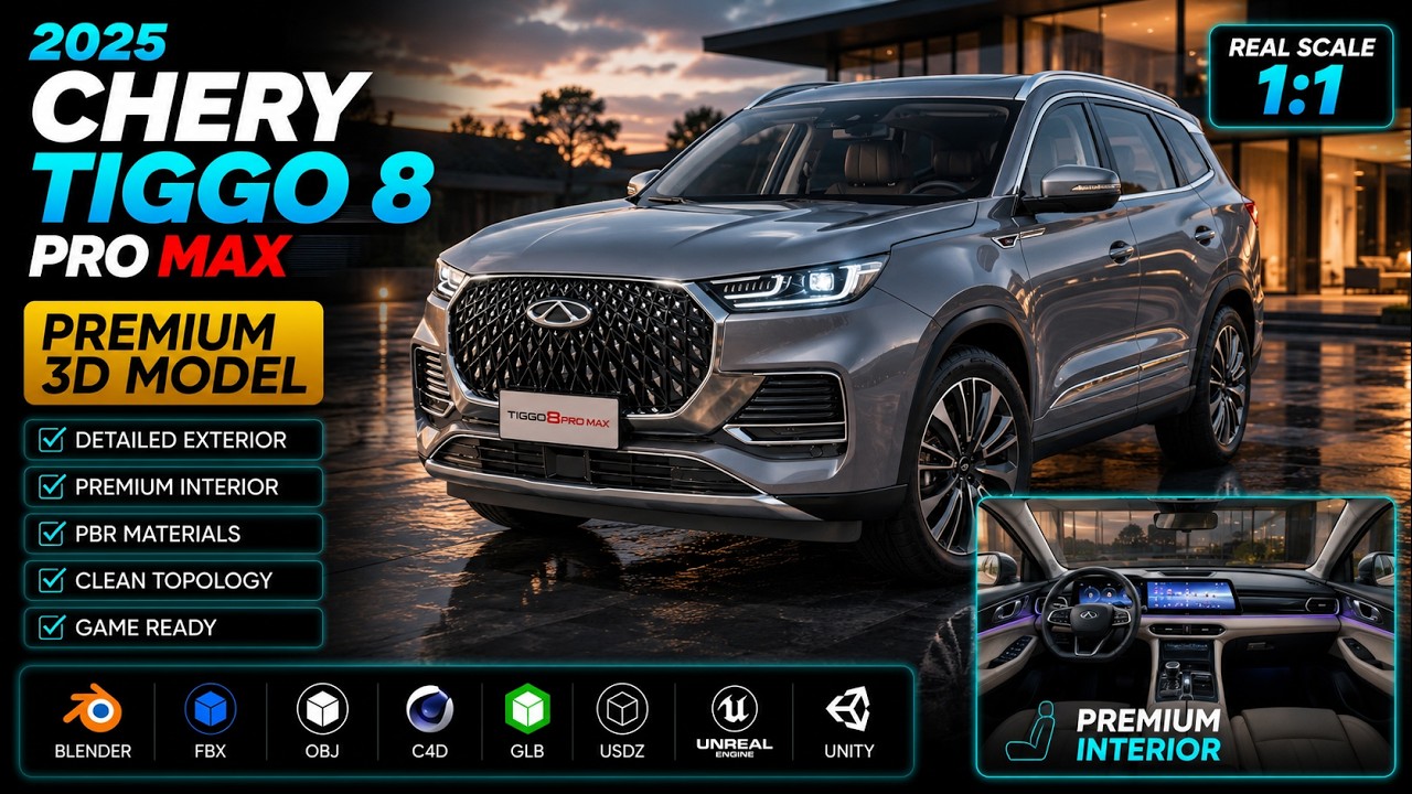 2024 Chery Tiggo 8 Pro Max With Interior 3D Model