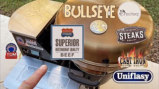 Recteq Bullseye Deluxe! / Cast Iron Seared New York Strip Steak!