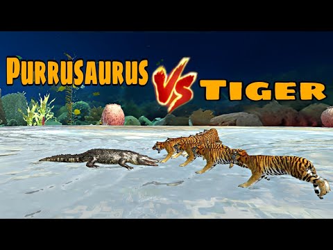 Purussaurus vs Tiger Fight Scene - Animal Revolt Battle Simulator😱🔥