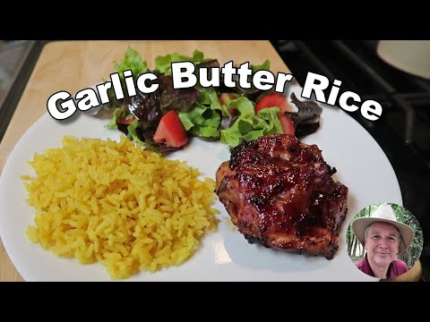 Garlic Butter Rice & Salad From My Garden