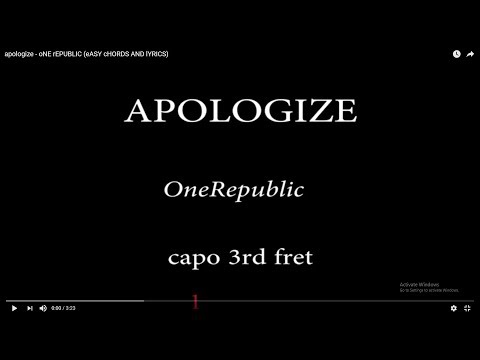 apologize - oNE rEPUBLIC (eASY cHORDS AND lYRICS) 3rd fret