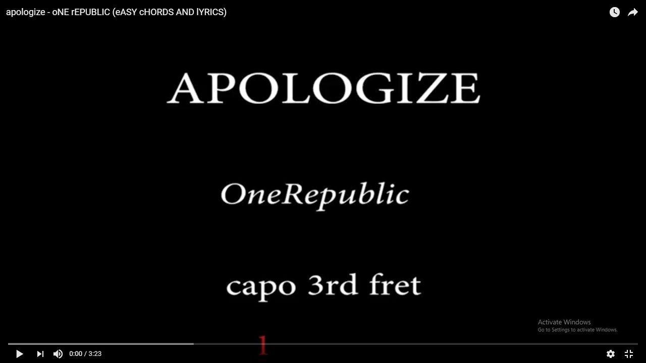 apologize - oNE rEPUBLIC (eASY cHORDS AND lYRICS) 3rd fret