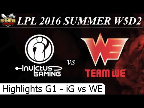 iG vs WE Game 1 Highlights 24/06/2016 - LPL Summer 2016 W5D2M4 Invictus Gaming vs Team World Elite