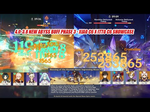 4.0 - 3.8 New Abyss Buff Phase 3 Showcase - Xiao C6 x Itto C6 Speed Run Floor 12