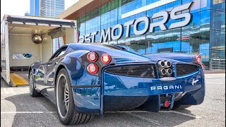 Pagani Huayra - Blue CARBON TRANSFORMER Leaving F1RST MOTORS DUBAI