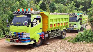 Download lagu Truk Jomplang. Mobil Truk HINO DUTRO Bongkar Muatan BATU SUNGAI Full Bak Menggunung DILOKASI SEMPIT mp3