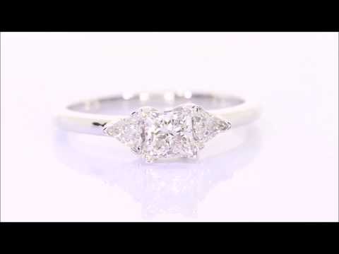 0.85 ctw Diamond Engagement Ring - Princess Cut H VS2 | BigDiamondsUSA