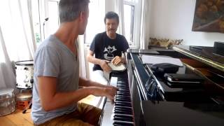 Burhan Öçal & Leo Tardin jamming at Burhan's home, Istanbul July 2014