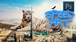 Adobe Photoshop Tutorial #10 Burj Khalifa and Tiger (Photo-Manipulation) Learn Creative Digital Art